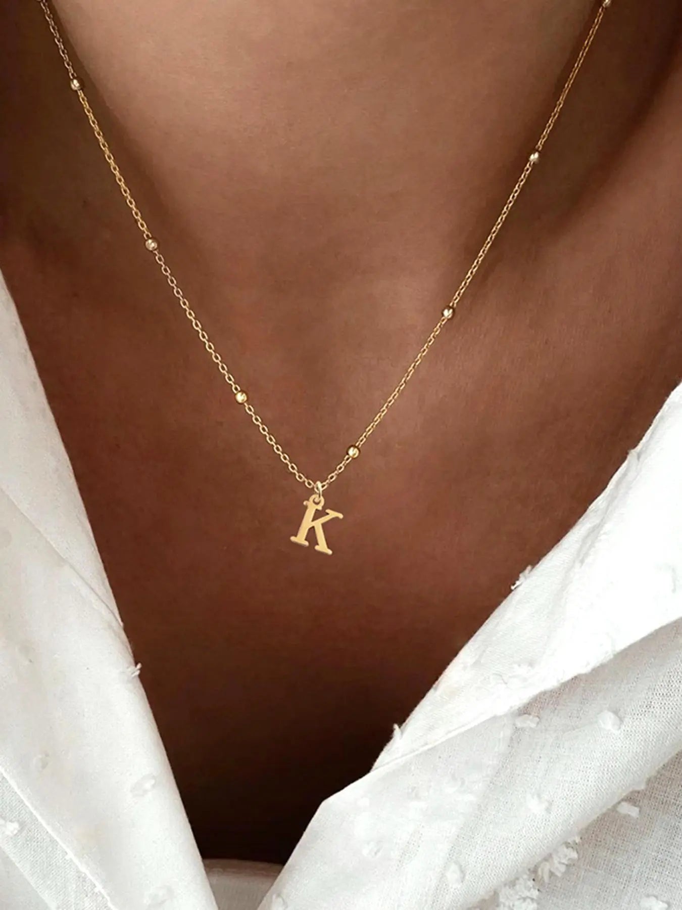 Letter Detail Initial Pendant Necklace for Women, Fashion Jewelry for Party, Daily Clothing Decor, Trendy Stainless Steel Jewelry for Birthday Gift
